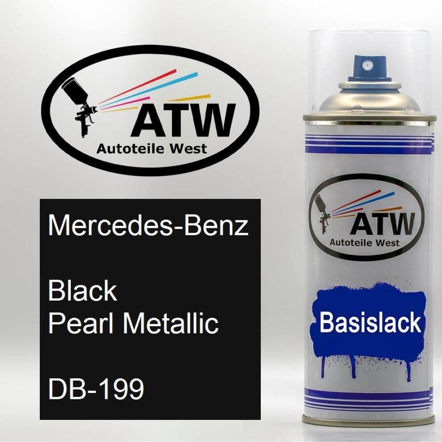 Mercedes-Benz, Black Pearl Metallic, DB-199: 400ml Sprühdose, von ATW Autoteile West.